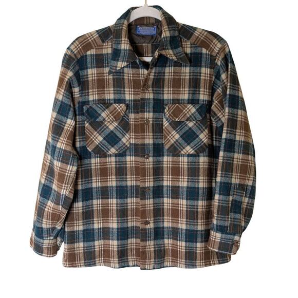 Vintage Pendleton Board Shirt Men's M Blue Label Plaid Loop Collar Made In USA - Picture 1 of 7